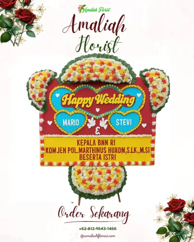 Karangan Papan Bunga Pernikahan di Paponan